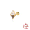 1 Piece Vintage Style Ice Cream Heart Shape Butterfly Plating Inlay Sterling Silver Zircon Ear Studs