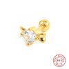 1 Piece Vintage Style Ice Cream Heart Shape Butterfly Plating Inlay Sterling Silver Zircon Ear Studs