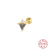 1 Piece Vintage Style Ice Cream Heart Shape Butterfly Plating Inlay Sterling Silver Zircon Ear Studs