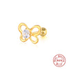 1 Piece Vintage Style Ice Cream Heart Shape Butterfly Plating Inlay Sterling Silver Zircon Ear Studs