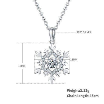 Sterling Silver Simple Style Snowflake GRA Plating Inlay Moissanite Necklace