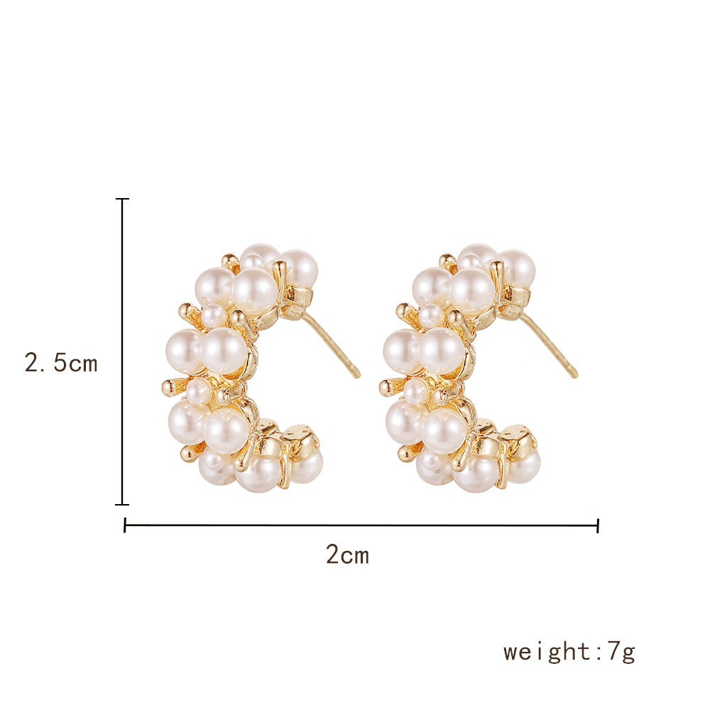 1 Pair Elegant Geometric Plating Inlay Alloy Artificial Pearls Ear Studs