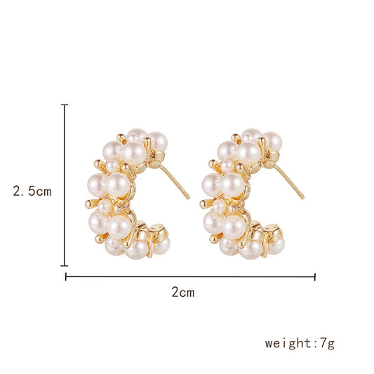 1 Pair Elegant Geometric Plating Inlay Alloy Artificial Pearls Ear Studs