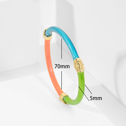 Lady Color Block Alloy Plating Women's Bangle