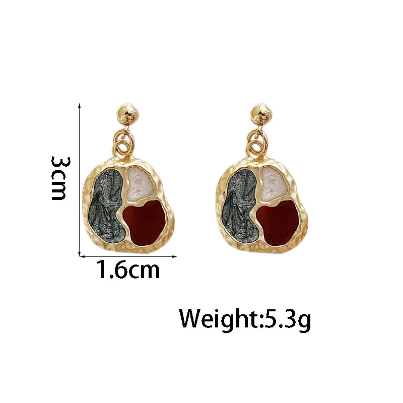 1 Pair Simple Style Color Block Plating Alloy Gold Plated Drop Earrings