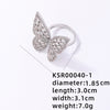 Simple Style Butterfly Copper Plating Inlay Zircon Gold Plated Open Rings