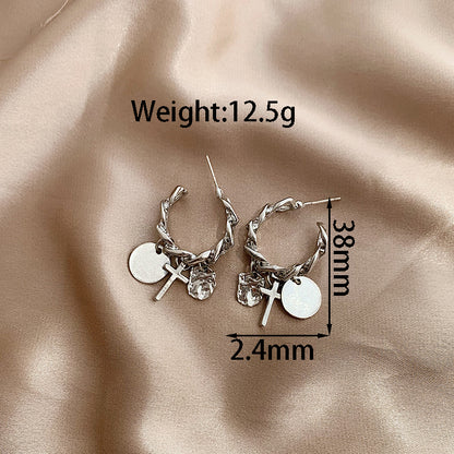 1 Pair Hip-hop Solid Color Alloy White Gold Plated Drop Earrings