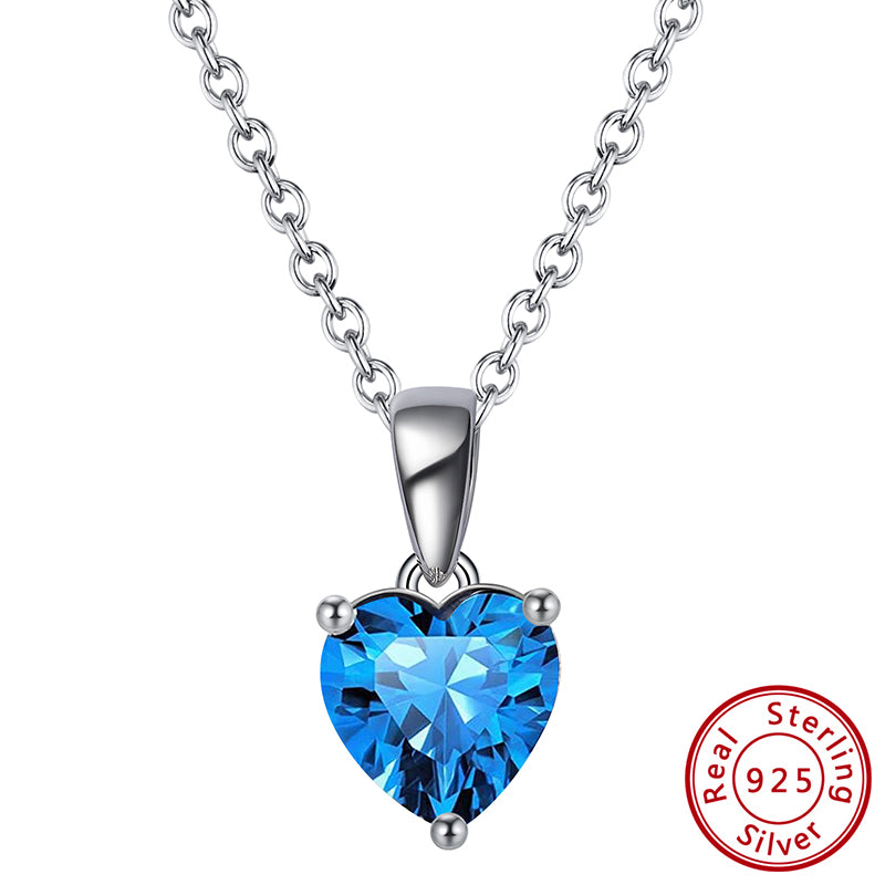 Simple Style Classic Style Heart Shape Sterling Silver Polishing Plating Inlay Zircon White Gold Plated Pendant Necklace