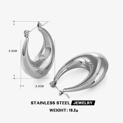 1 Pair Simple Style Oval Plating Stainless Steel 18k Gold Plated Earrings