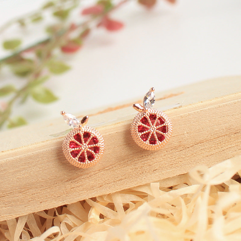 1 Pair Cute Sweet Lemon Alloy Ear Studs