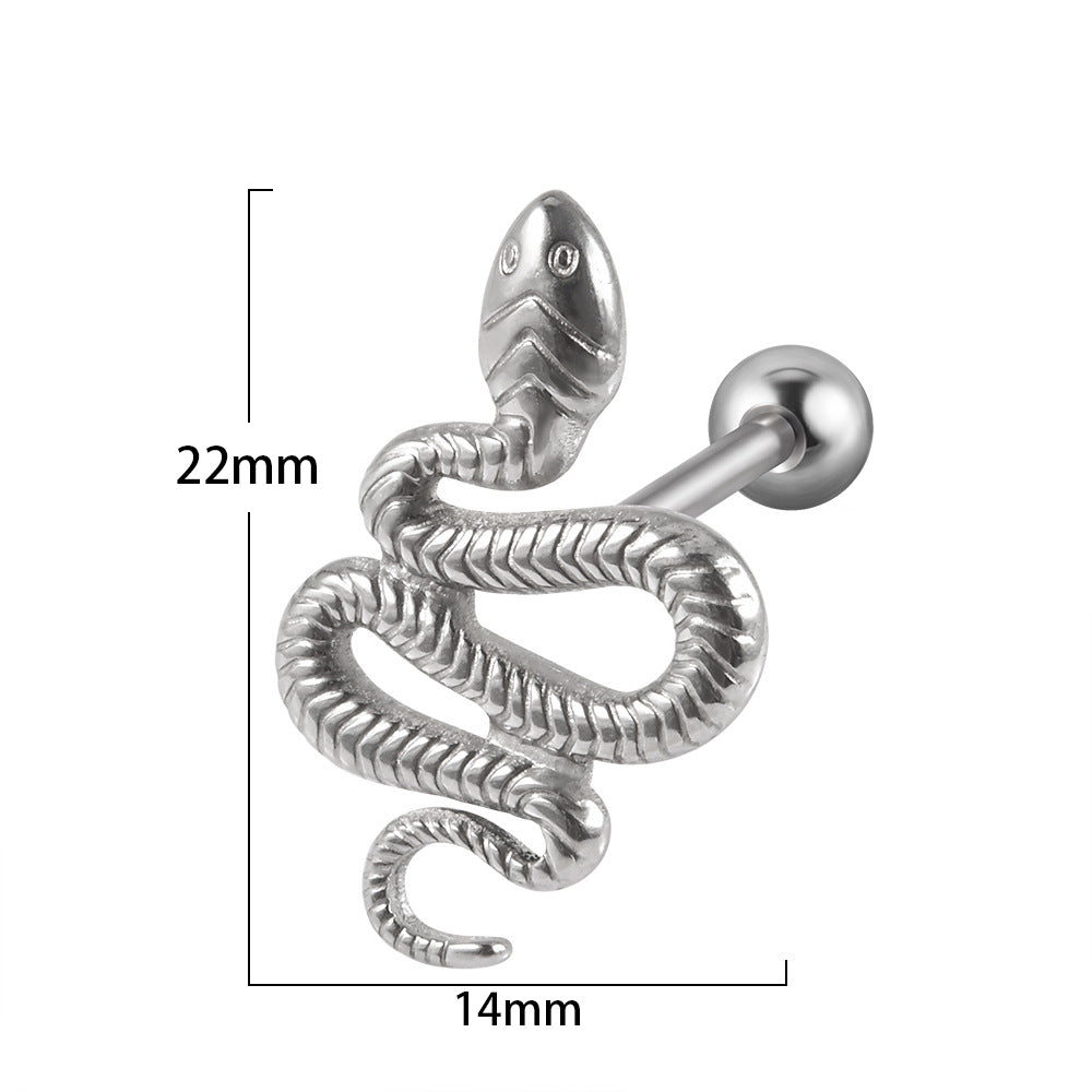 Novelty Streetwear Snake Stainless Steel Polishing Tongue Nail