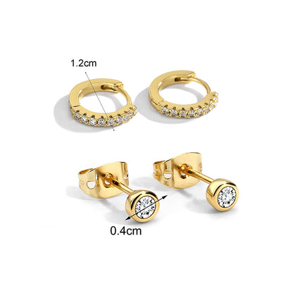 2 Pairs Simple Style Classic Style Commute Pentagram Plating Inlay Copper Zircon 18k Gold Plated Earrings