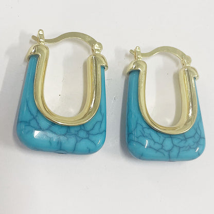 1 Pair Classic Style Color Block Copper Resin 14k Gold Plated Earrings