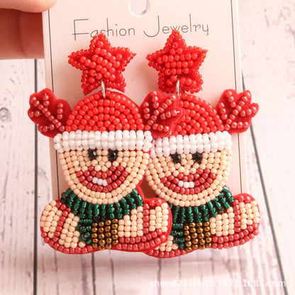 1 Pair Elegant Exaggerated Streetwear Christmas Tree Snowflake Glass Drop Earrings