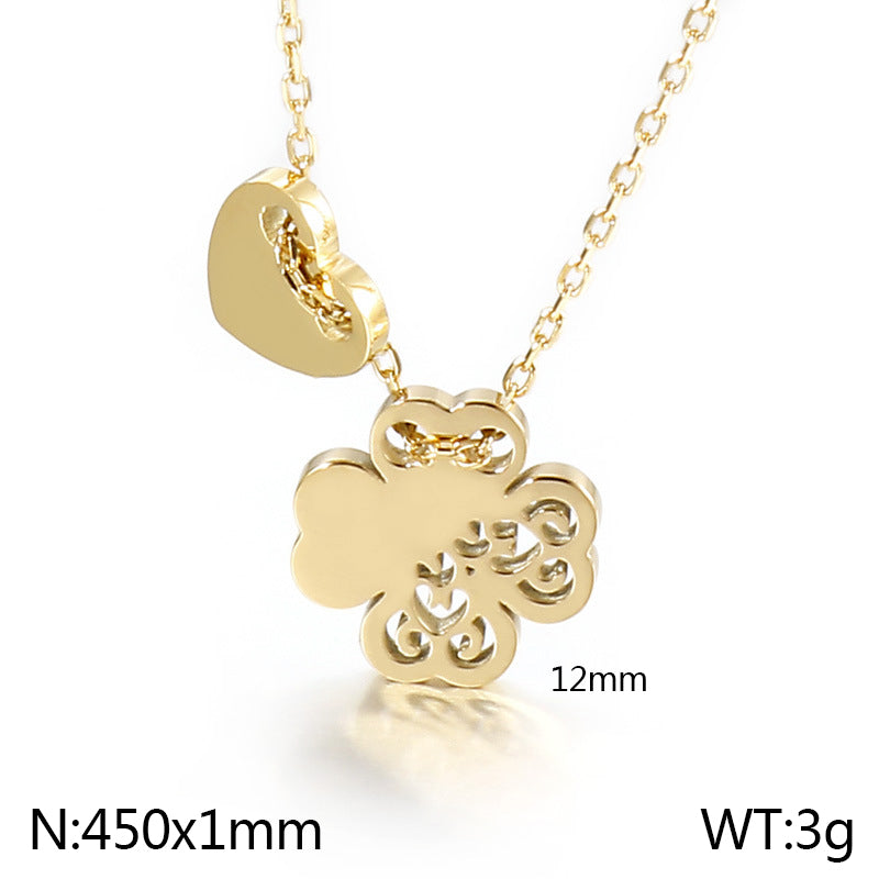 Wholesale Basic Flower Stainless Steel Titanium Steel Plating Gold Plated Pendant Necklace