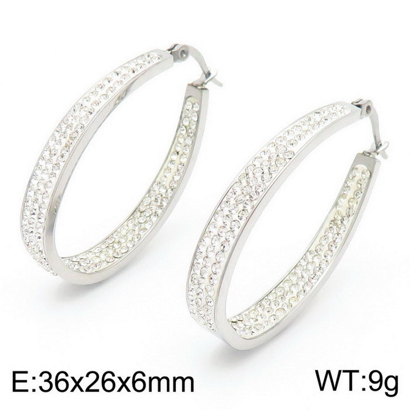 1 Pair Simple Style Classic Style U Shape Inlay Stainless Steel Rhinestones Earrings