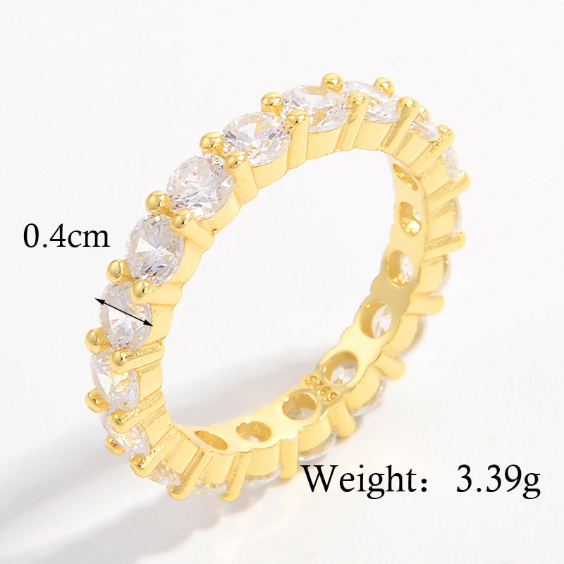 Elegant Solid Color Sterling Silver Plating Inlay Zircon 14k Gold Plated Rings