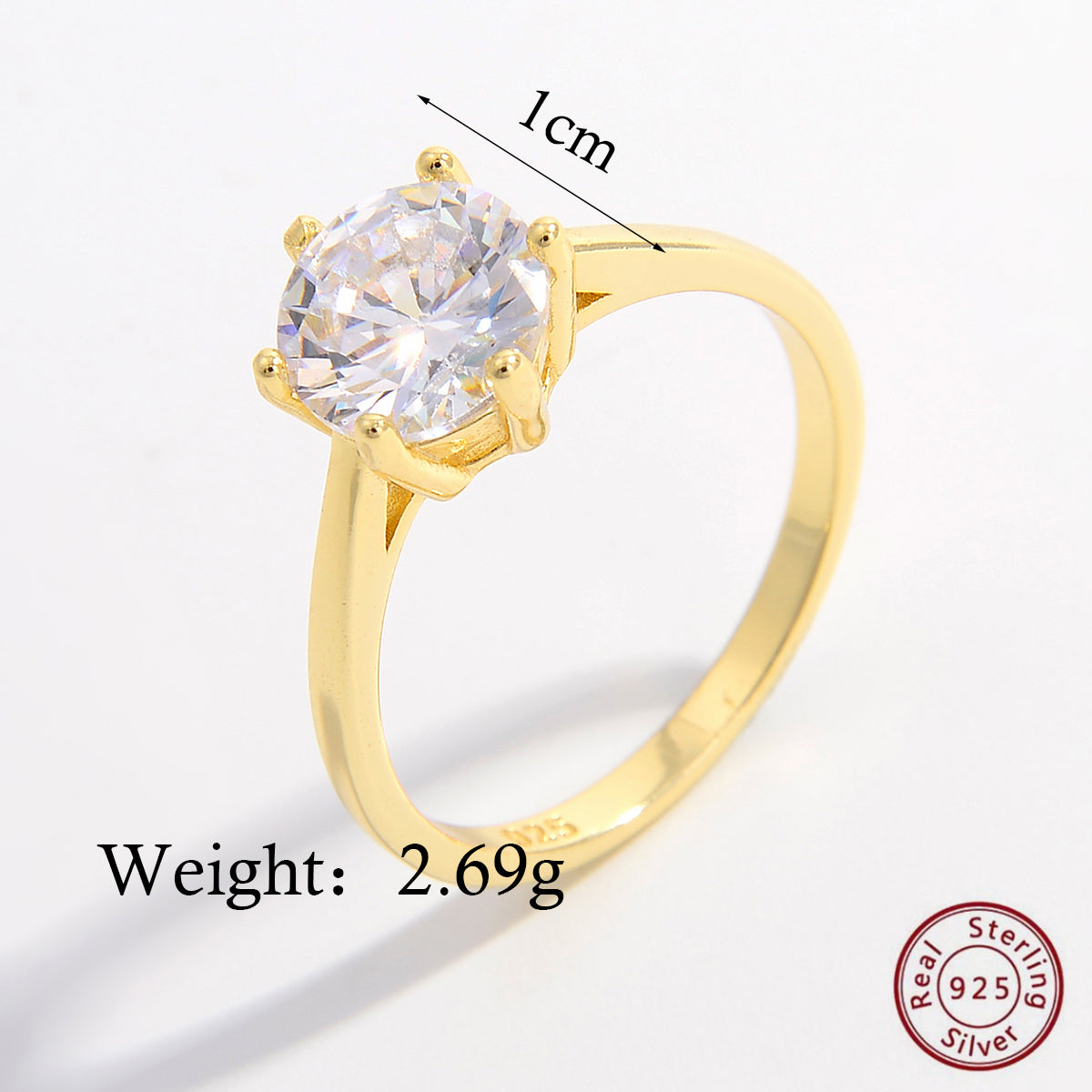 Elegant Solid Color Sterling Silver Plating Inlay Zircon 14k Gold Plated Rings