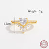 Elegant Solid Color Sterling Silver Plating Inlay Zircon 14k Gold Plated Rings