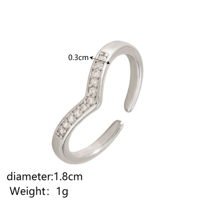 Simple Style Classic Style Heart Shape Copper Inlay Zircon Rings