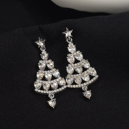 1 Pair Simple Style Christmas Tree Plating Inlay Alloy Copper Zircon Drop Earrings