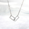 Glam Shiny Square Sterling Silver Plating Inlay Zircon Gold Plated Silver Plated Pendant Necklace