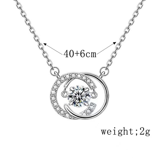 Simple Style Solid Color Sterling Silver Plating Inlay Zircon White Gold Plated Pendant Necklace