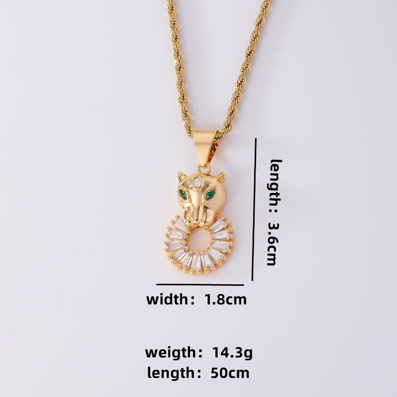 Wholesale Hip-hop Retro Animal Stainless Steel Titanium Steel Plating Inlay Gold Plated Zircon Pendant Necklace