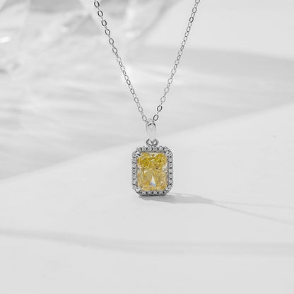 Elegant Square Sterling Silver Plating Inlay Zircon Silver Plated Pendant Necklace