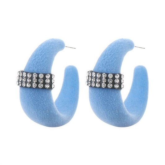 Wholesale Jewelry Vintage Style Color Block Flocking Rhinestone Ear Studs