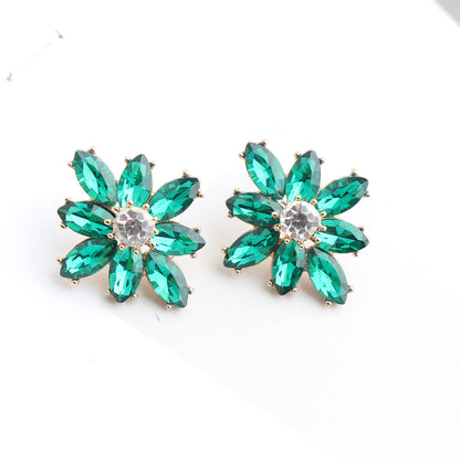 1 Pair Casual Elegant Flower Plating Inlay Alloy Crystal Rhinestones Gold Plated Ear Studs