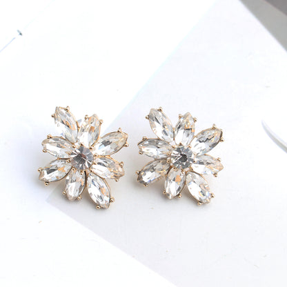 1 Pair Casual Elegant Flower Plating Inlay Alloy Crystal Rhinestones Gold Plated Ear Studs