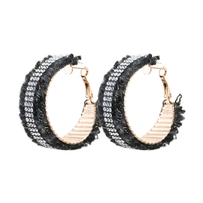 Wholesale Jewelry Commute Geometric Alloy Knit Rhinestones Inlay Earrings