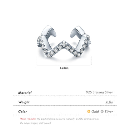 Fashion Star Sterling Silver Inlay Zircon Ear Studs 1 Piece