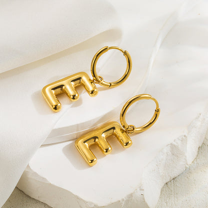 1 Pair Simple Style Letter Plating Stainless Steel 18k Gold Plated Ear Clip