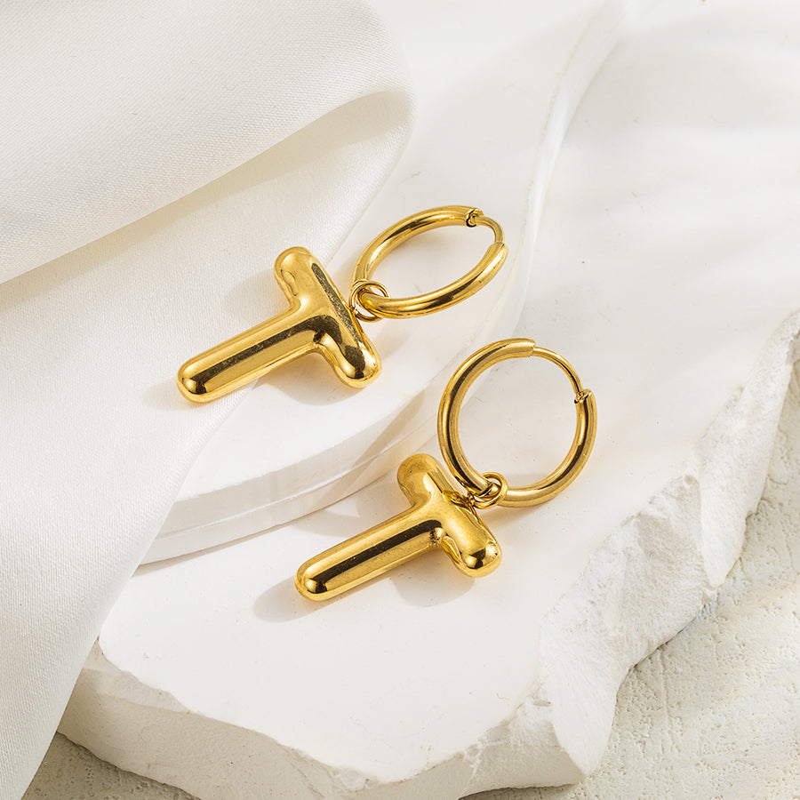 1 Pair Simple Style Letter Plating Stainless Steel 18k Gold Plated Ear Clip