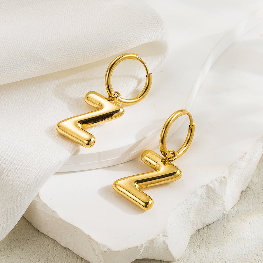 1 Pair Simple Style Letter Plating Stainless Steel 18k Gold Plated Ear Clip