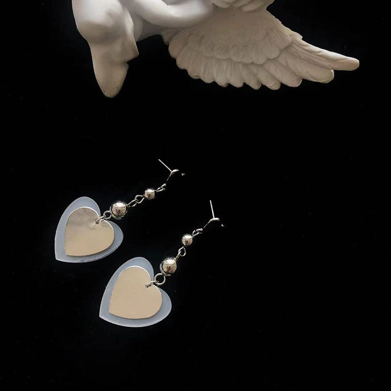 1 Pair Simple Style Classic Style Heart Shape Alloy White Gold Plated Drop Earrings