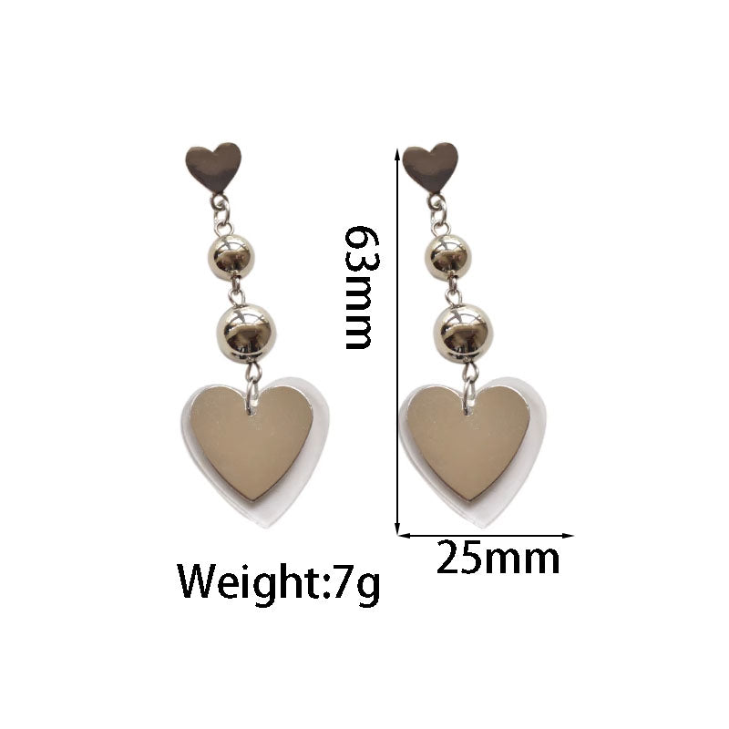 1 Pair Simple Style Classic Style Heart Shape Alloy White Gold Plated Drop Earrings