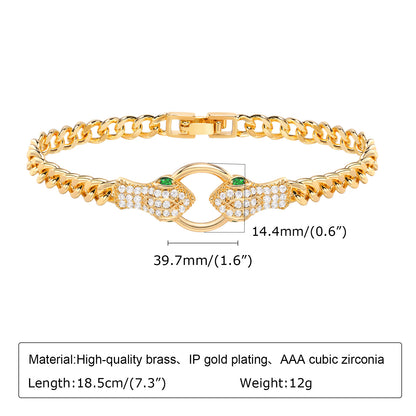 Elegant Snake Butterfly Copper Plating Inlay Zircon 18k Gold Plated Bracelets