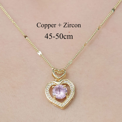 Simple Style Tortoise Heart Shape Butterfly Copper Plating Inlay Zircon Pendant Necklace