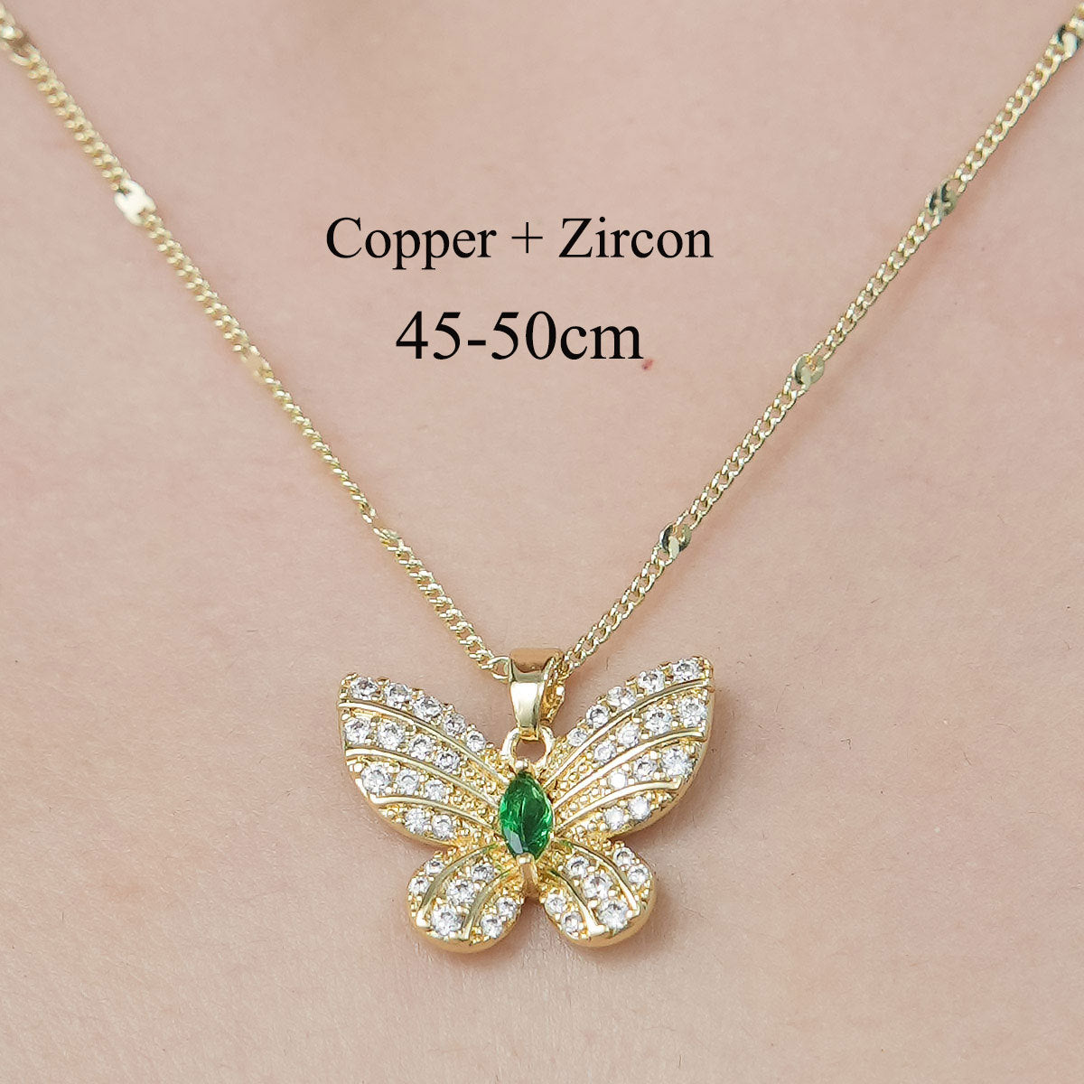 Simple Style Tortoise Heart Shape Butterfly Copper Plating Inlay Zircon Pendant Necklace