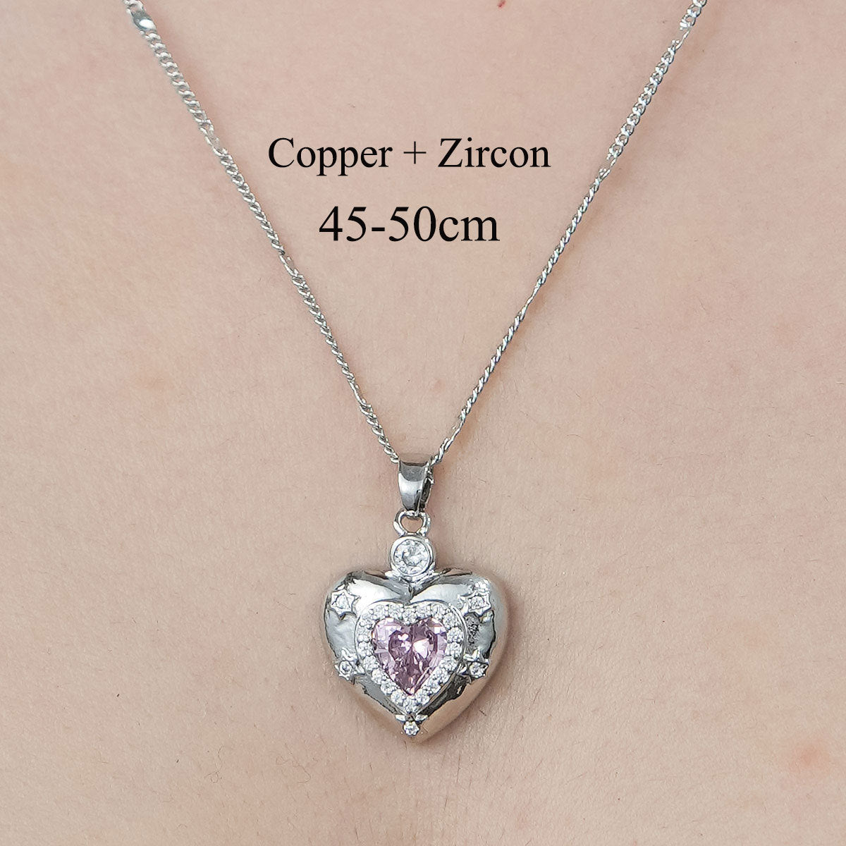 Simple Style Leaves Heart Shape Butterfly Copper Plating Inlay Zircon Pendant Necklace