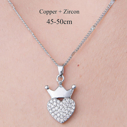 Wholesale Simple Style Cross Heart Shape Crown Stainless Steel Titanium Steel Polishing Plating Inlay Zircon Pendant Necklace