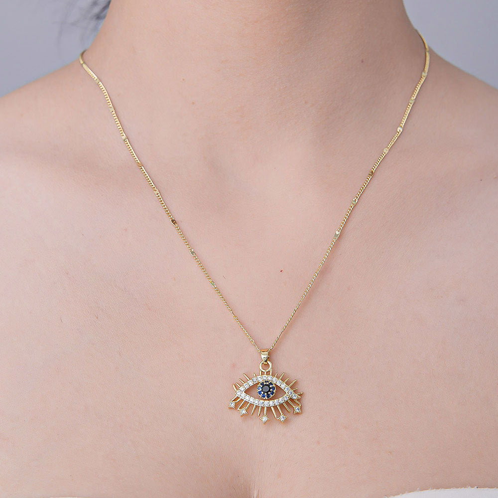 Wholesale Simple Style Devil's Eye Cherry Heart Shape Stainless Steel Titanium Steel Polishing Plating Inlay Zircon Pendant Necklace