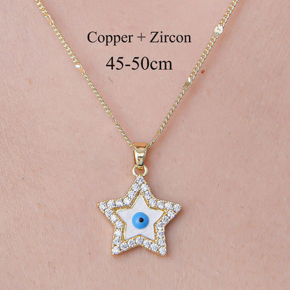 Wholesale Simple Style Devil's Eye Cherry Heart Shape Stainless Steel Titanium Steel Polishing Plating Inlay Zircon Pendant Necklace