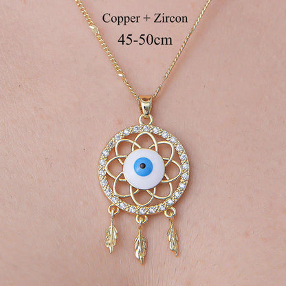 Wholesale Simple Style Devil's Eye Cherry Heart Shape Stainless Steel Titanium Steel Polishing Plating Inlay Zircon Pendant Necklace