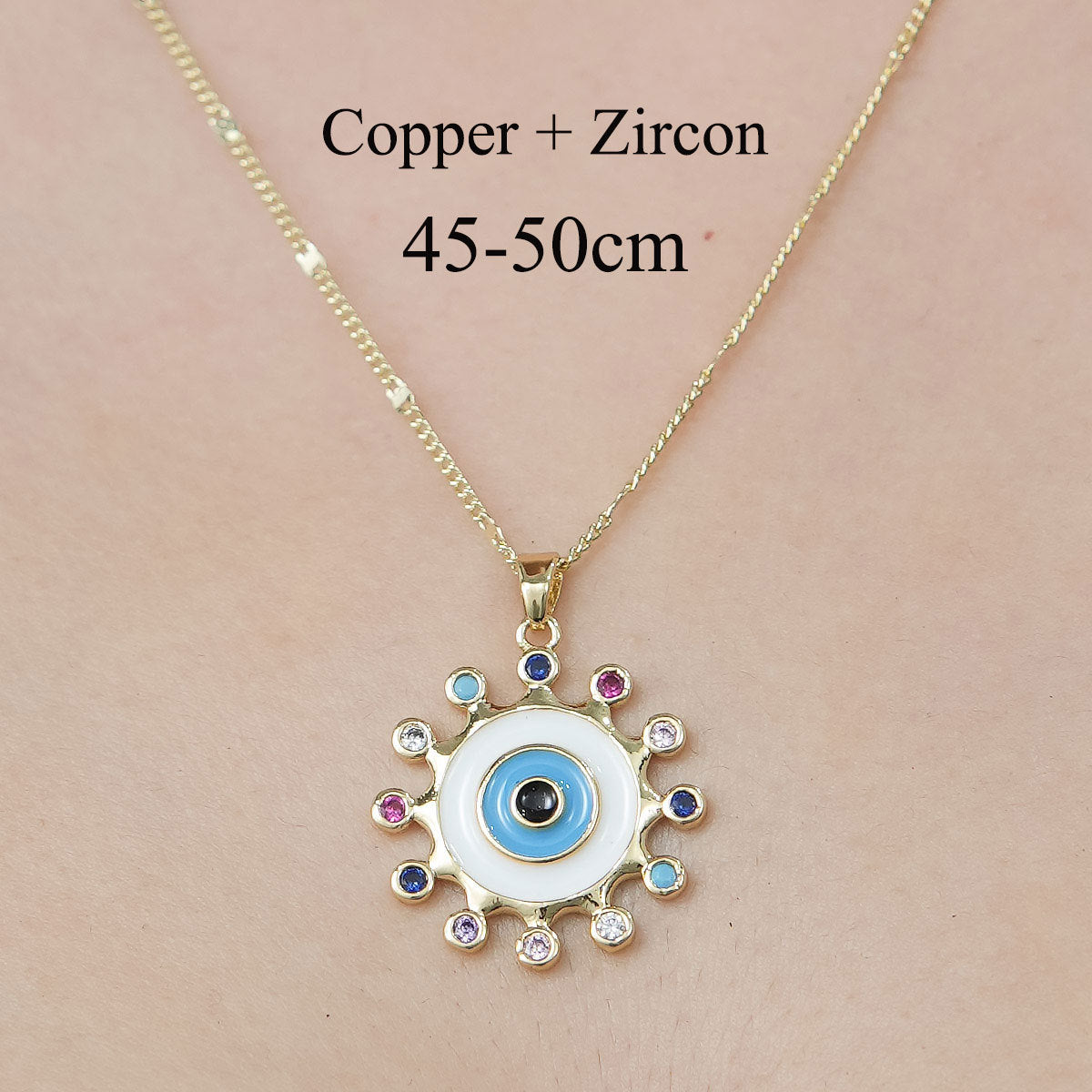 Simple Style Devil's Eye Heart Shape Owl Copper Plating Inlay Zircon Pendant Necklace