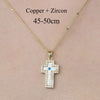 Simple Style Cross Devil's Eye Flower Copper Plating Inlay Zircon Pendant Necklace