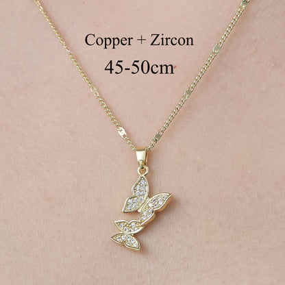 Simple Style Cross Devil's Eye Flower Copper Plating Inlay Zircon Pendant Necklace